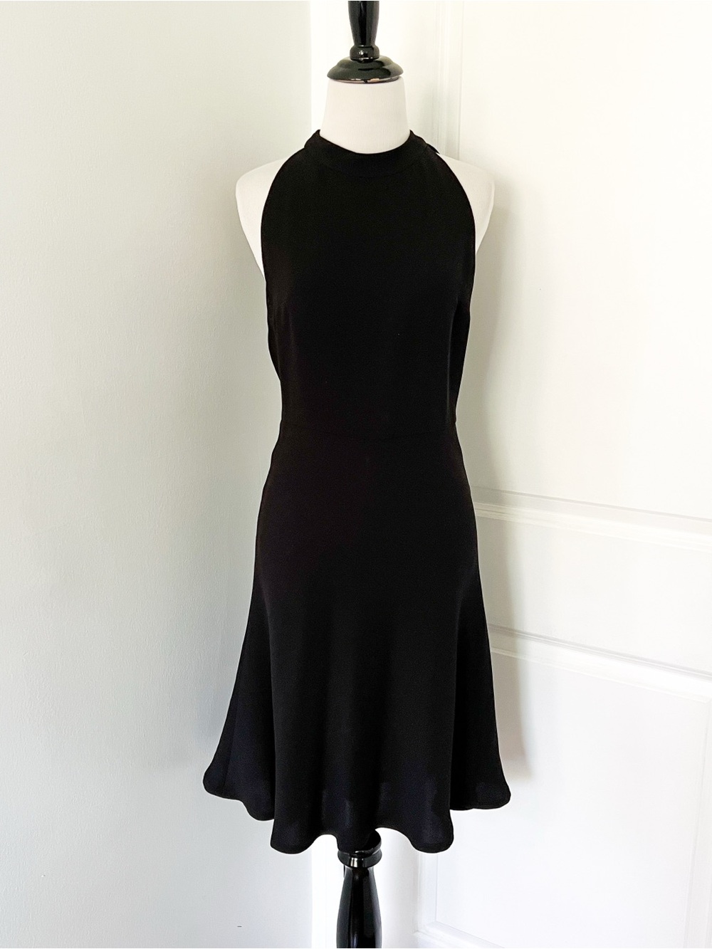 Theory Black Halter Bow Back Neck Mini Dress - Size 2